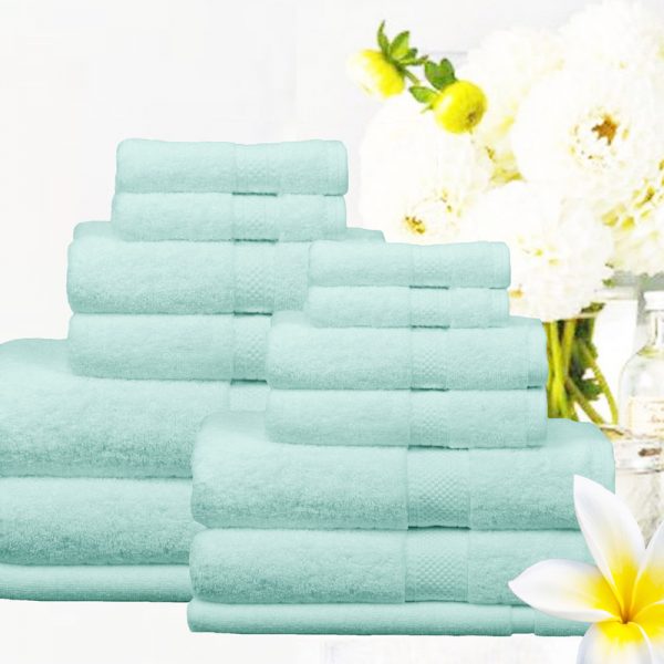 Ramesses Monogrammed Bath Towel - Soft Aqua with embroidered name